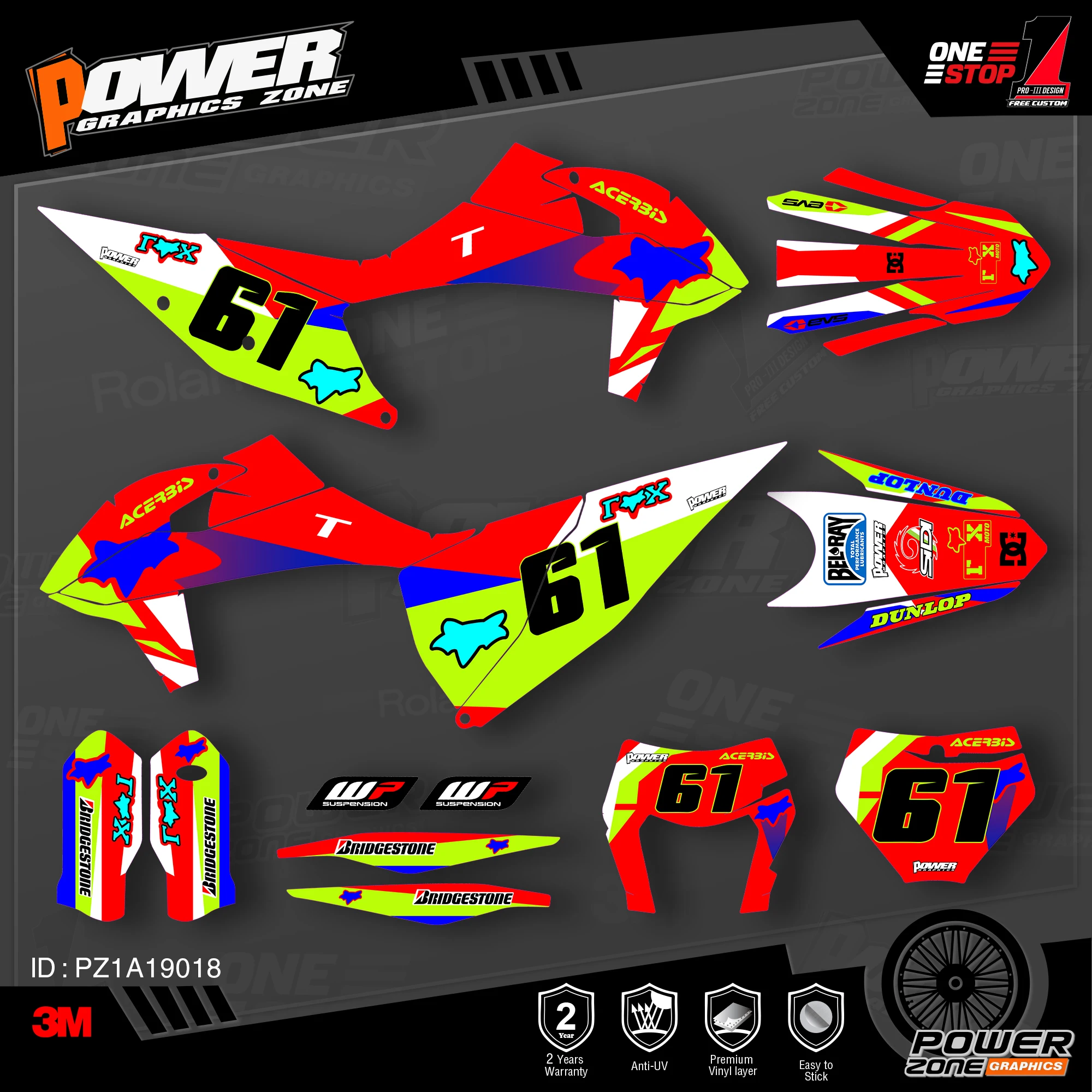 PowerZone на заказ футбольной команды Графика Фоны наклейки 3м комплект для KTM SX SXF MX 19