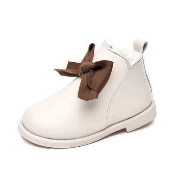 

Baby Boots Autumn Winter New Fashion Ankle Shoes Girls Bow Leather Kids Boot Plush Cotton Shoes E220