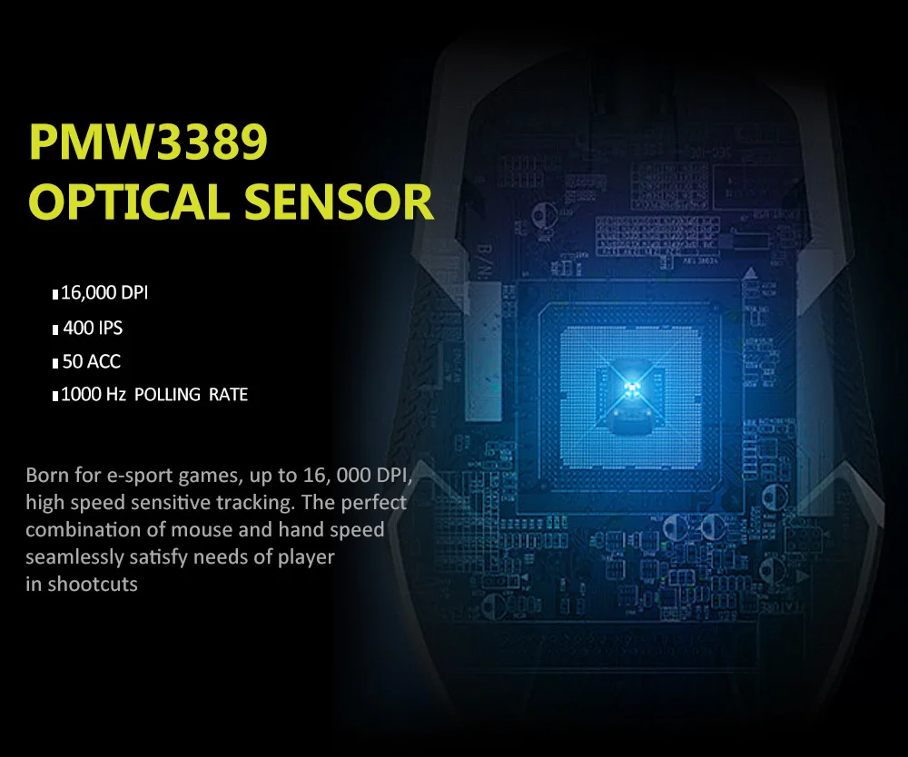 Delix M627 Mouse PMW3389 Sensor Conductor + Wireless RGB Game Mouse 8 Button 1600 DPI Left and Right Arm and DIY Flank