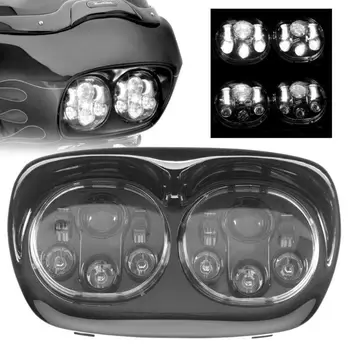 

5-3/4" Black Chrome Motorcycle Projector Dual LED Headlight for 2004~2013 7Inch LED Headlight Road Glide
