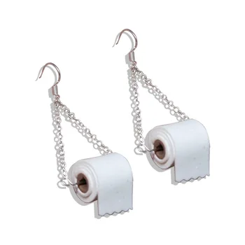 

New Creative Roll Paper Dangle Earrings Funny 3D Tissue Geometric Paper Toilet Paper Drop Earrings For women Jewelry Accessories