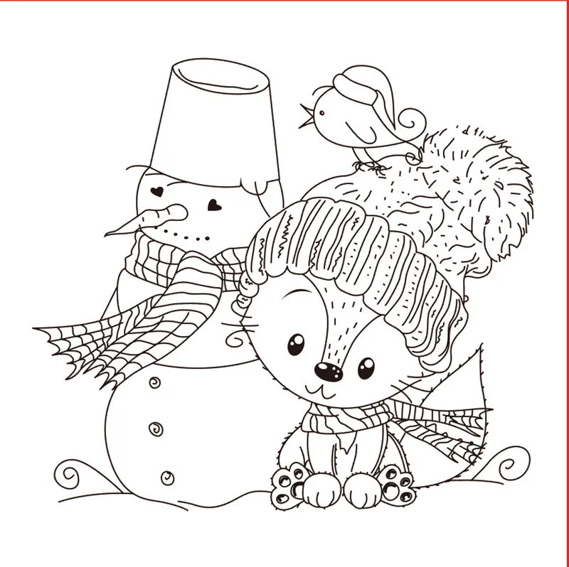 

10x8 Snowman little girl New Transparent Clear Rubber Stamp Sheet Cling Scrapbooking Photo Album PaperCard DIY Craft
