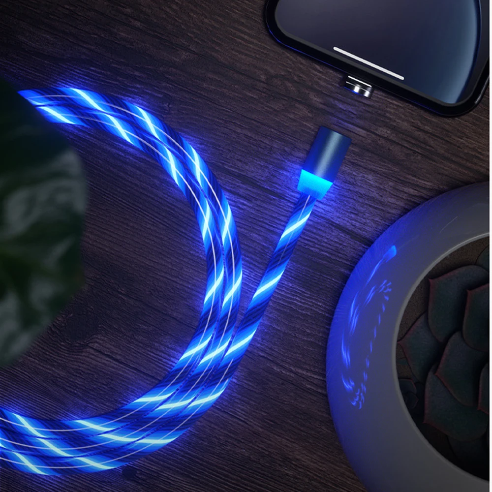 Цветной светодиодный магнитный кабель Micro USB типа C для быстрой зарядки и передачи данных iph для samsung для Android