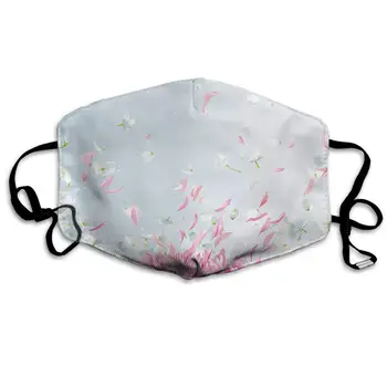 

Swono Mask Flower,Summer Wind Blows Away Pink Hydrangea Flower Polyester Anti Dust Face Mask-Washable and Reusable Mask for