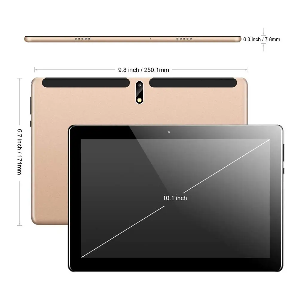  2.5D Steel Screen 10.1 inch Tablet PC Android 9.0 8GB+128GB ROM Ten Core 4G Phone Call Bluetooth Wi