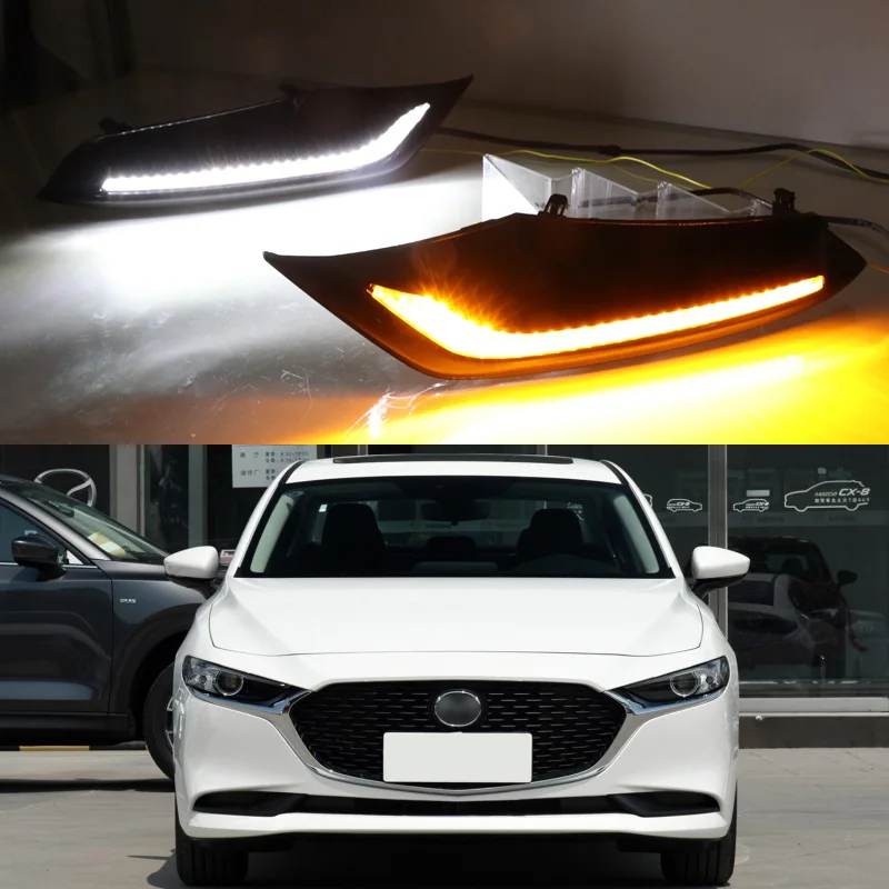 2 шт. LED DRL для Mazda 3 Axela 2019 2020 Mazda3 светодиодный Вождения Противотуманные Фары