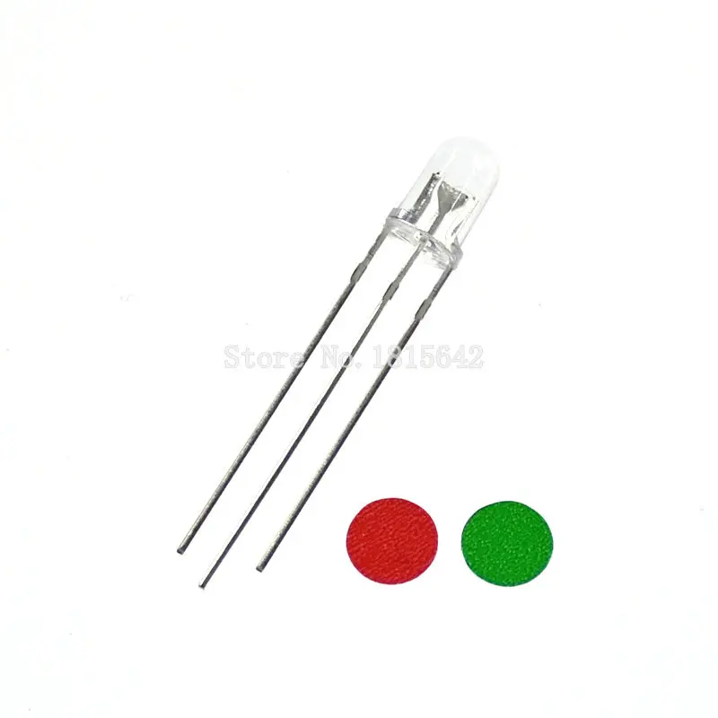 Круглый диод прозрачный матовый красный и зеленый общий анод/катод 100 шт. 3 мм 5 |