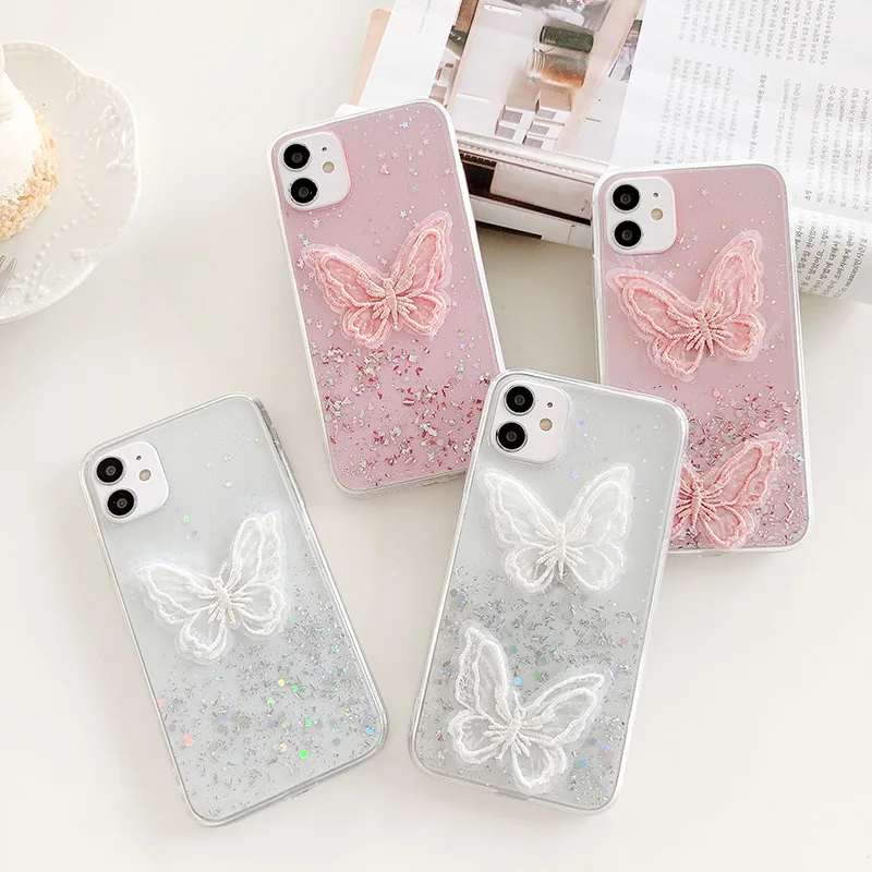 Poco F2 Pro Case for Xiaomi Redmi Note 9 8 7 Pro 9S 8T 9C 9A 7A 10X K30 K20 Mi 9T 9 A3 Note 10 Lite Pro Cases 3D butterfly Epoxy