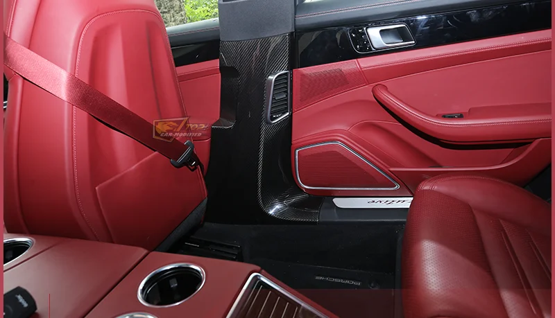 6-Carbon fiber interior panel B pillar Protective sticker for 17-20 New Panamera,Modified trims for Porsche 971 panamera