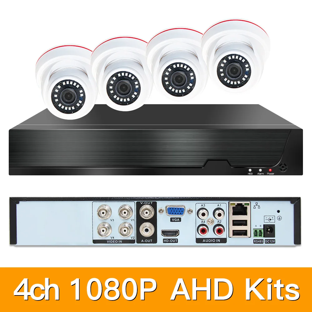 4ch 1080P AHD комплекты CCTV системы безопасности Гибридный DVR Крытый Купол камера