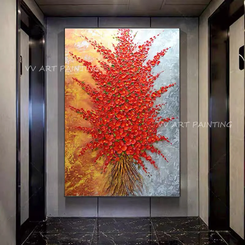 

Red Tree Leaf Thick Knife Large Sizes 100% Handmade Oil Paintings Large Wall Art Picture For Home Decoration Gift Frameless
