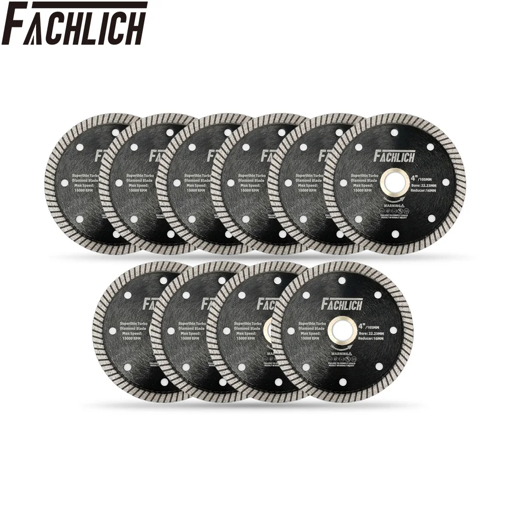 

FACHLICH 10pcs/set Dia 4inch/105mm Diamond Superthin turbo Saw Blades for Marble Ceramic Tile Granite Cutting Disc Cutter