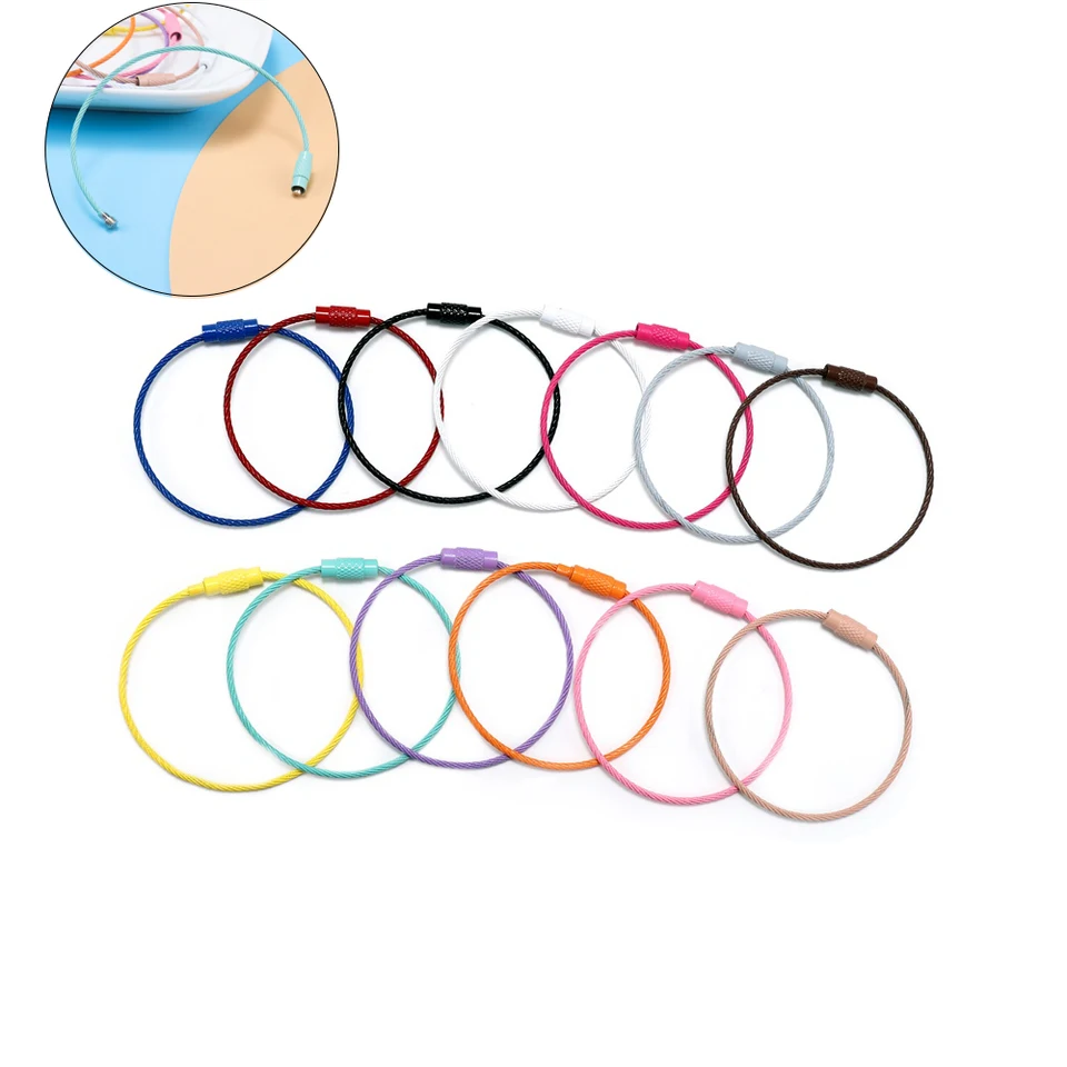 10 Pezzi Colorati Portachiavi In filo Di Acciaio Inossidabile - Foto 6