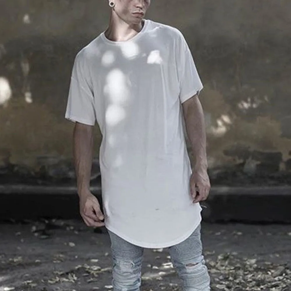 

Summer Men Basic T shirt Cotton Crew Neck long Hip Hop Solid Harajuku Slim T-shirt Casual Sportwear Skate Boys Clothing camisas