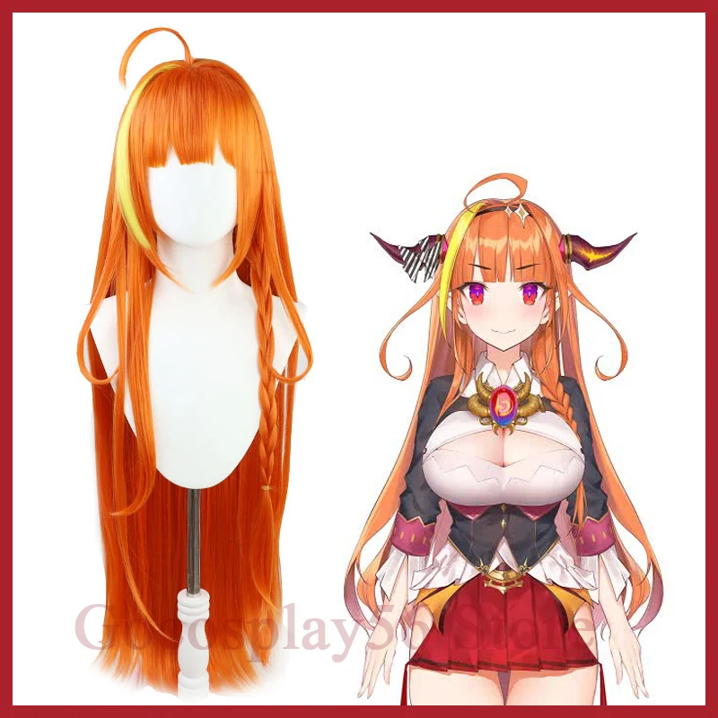 

VTuber Kiryuu Coco Wig Hololive Cosplay Girls Orange Mixed Yellow 90cm Long Braided Hair Synthetic Hair Kawaii Role Play