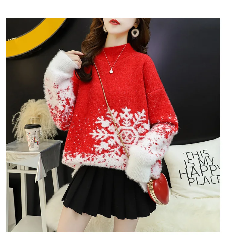 

Loose Autumn Sweater Women 2020 Christmas Sweater Oversized Warm Female Pullovers Fashion turtleneck Women'S Sweaters B169