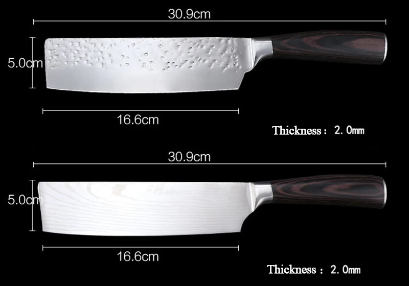 2 шт набор кухонных ножей " китайский нож шеф-повара японский дамасский лазерный узор ручной работы резки мяса приготовления мясника ножи с антипригарным покрытием