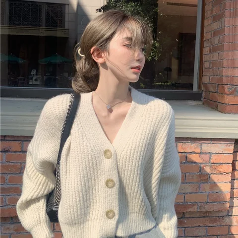 Autumn Elegant Two Piece Set Women Casual Korean Fashion Knitted Skirt Suits Designer Loose Cardigan +  Split Skirts Female