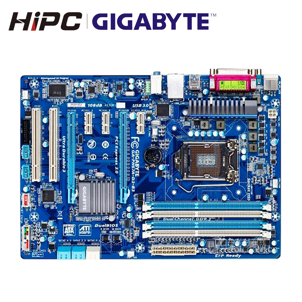 Gigabyte GA PH67A D3 B3 рабочего Материнская плата H67 LGA 1155 Core i7 i5 i3 DDR3 32G SATA3 USB3.0 блок питания