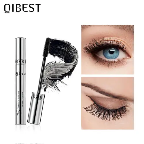 QIBEST 블랙 마스카라 속눈썹 마스카라 4D 실키 속눈썹 연장 속눈썹 메이크업 방수 마스카라 볼륨 아이 화장품 5