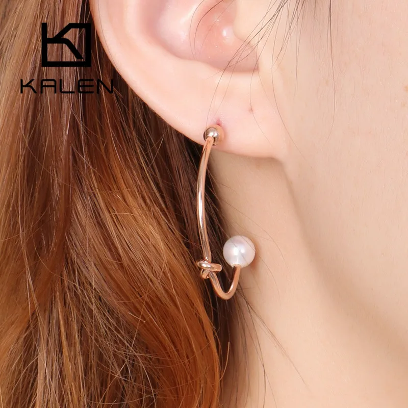 

KALEN Bohemia Drop Earrings For Women Simple Stainless Steel Simulated Pearl Women Wedding Engagement Dangle Earrings Jewelry