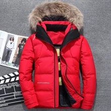 New Fur Hooded Duck Down Jackets Men Thicken Warm High Quality Down Coats Male Casual Winter Outerwer Down Parkas