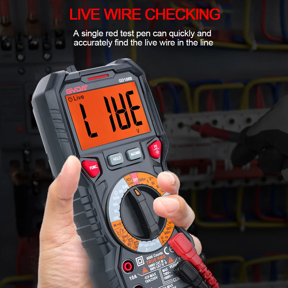 Digital Multimeter Ture RMS Auto Range 6000 Counts 1000V 10A AC DC Ohm Hz NCV Live Voltage Temperature Meter digital multimeter multimeter tester analog multimeter