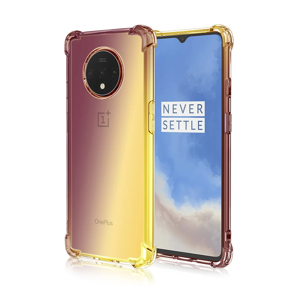 Градиент Цвет чехол для телефона для Oneplus 7T мягкий TPU Crystal Clear противоударный чехол Защитный чехол для Oneplus 7T pro Капа