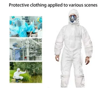 

White Coverall Hazmat Suit Protection Protective Disposable Adult Anti-Virus Flu Clothing Suit Nurse Uniform