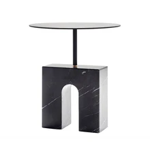 

GY Minimalist Marble Side Table Creative Personality Sofa Side Table Black Metal Designer round Corner Table