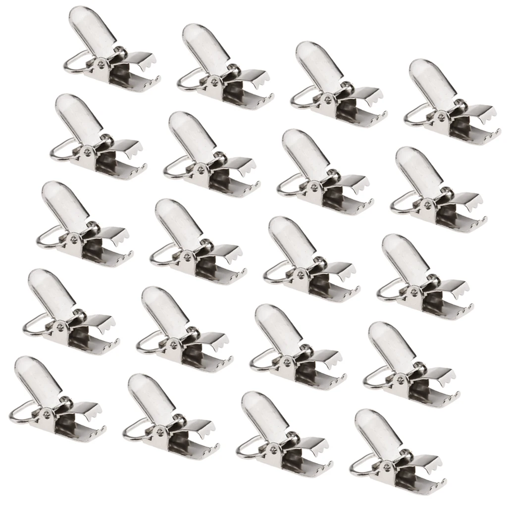 20Pcs Metal Baby Pacifier Suspender Clips Webbing Dummy Strap Holder