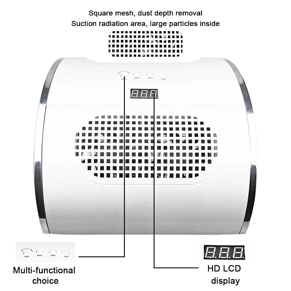 80 Вт 2 в 1 Светодиодная УФ-лампа для ногтей сушилка с ногтей пылевой вентилятор пылесос машина для ногтей пылесборник вакуумное всасывание маникюрные инструменты