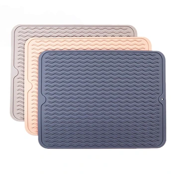 

3 Pcs Silicone Dish Drying Mat Drain Pad Non-slip Easy Clean Dishwasher Safe Heat Resistant Eco-Friendly Placemat Wholesale