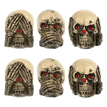 

6Pcs Scary Skull Ornament Resin Skull Decorative Model Tabletop Ornament Skull