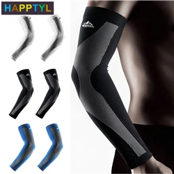 HAPPTYL 1Pair UV Protection Arm Sleeves with Anti-Slip Tattoo Covers Compression Sunblock Ice Silk Cooling Sleeves