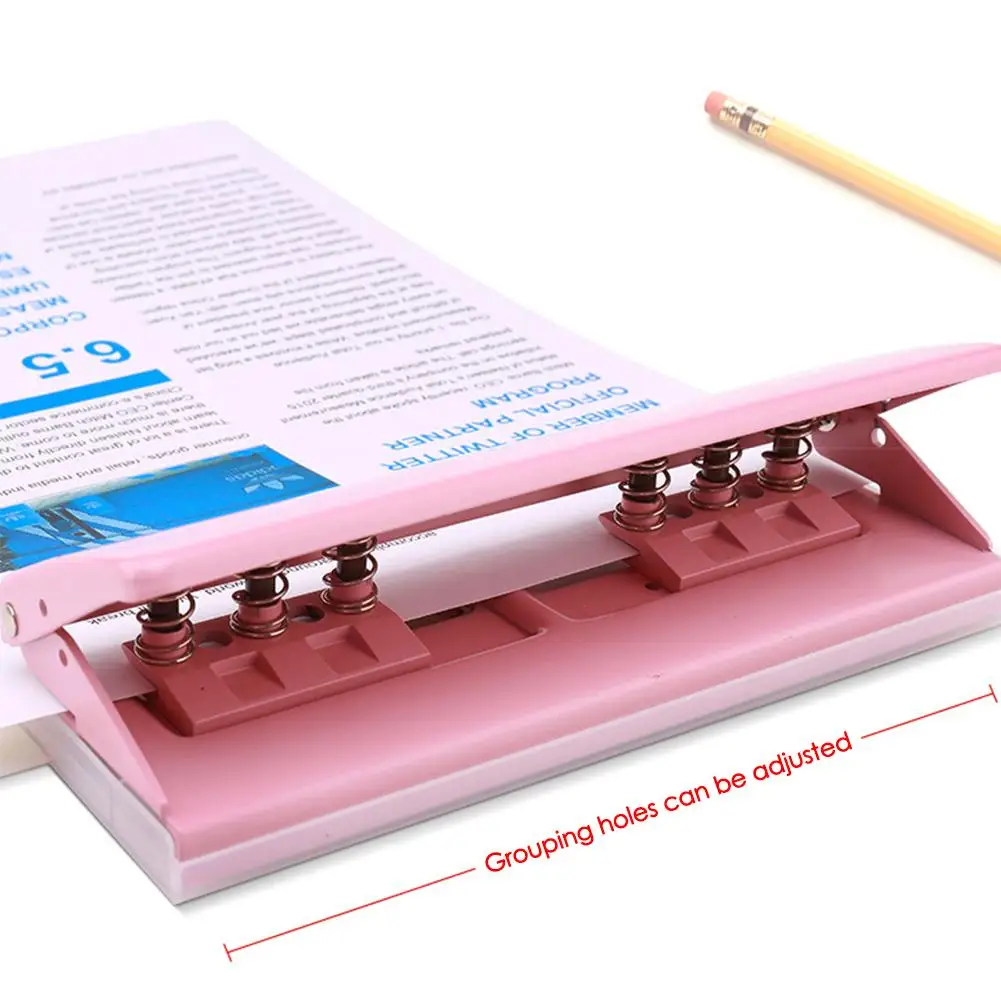 Metal 6 Hole Punch Pink Craft Punch Paper Cutter Adjustable DIY A4