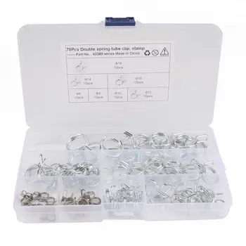 

70pcs Double-Wire Spring Pipe Clamp Double-Wire Hose Water Pipe Clamp Φ6-Φ18 Fuel Tubes Clip Durable