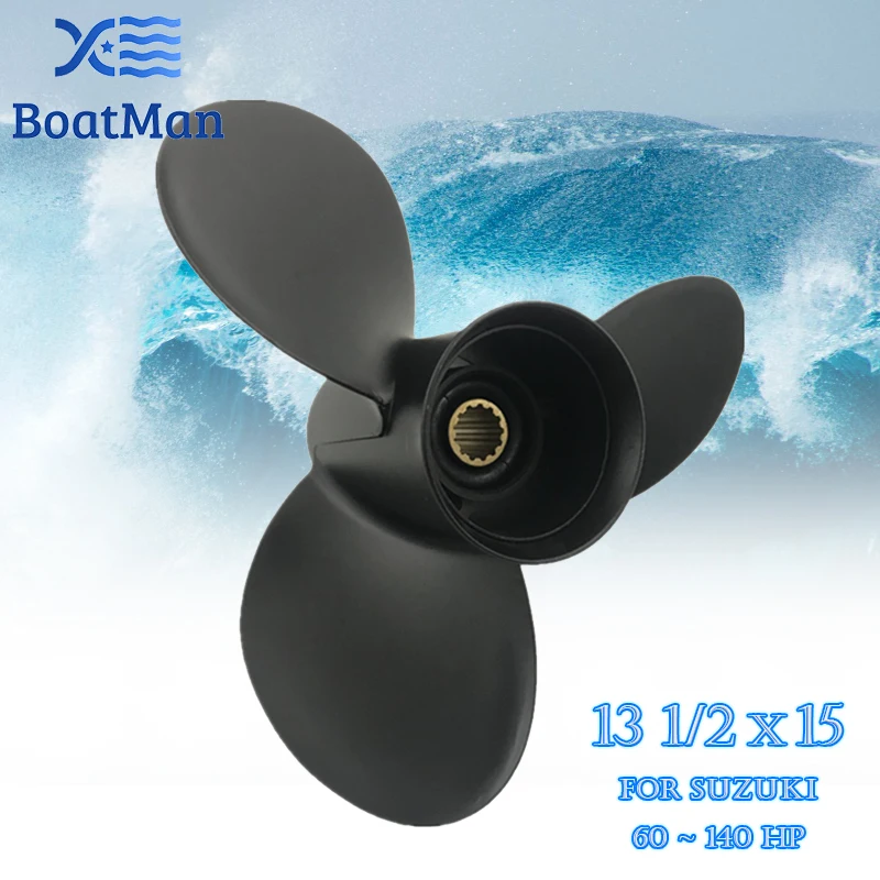 

Boat Propeller 13 1/2x15 For Suzuki Outboard Motor 60-140HP Aluminum 13 Tooth Spline Engine Part 58100-94500-019