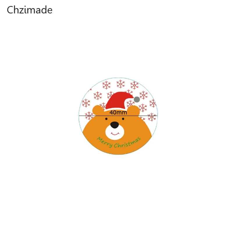 Lychee Life 80pcs Merry Christmas Round Package Seal Sticker Christmas Santa Claus Bear Flower Label Self Adhesive Sticker