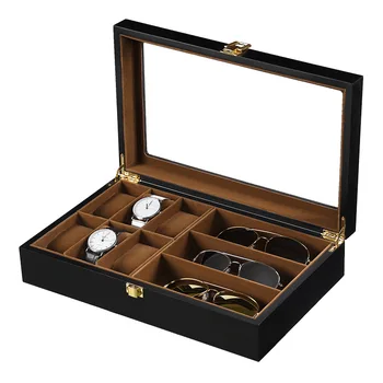 

6 slots fashion men home black color watch box top quality watch organizer watch storage box 200802-47