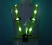 Green PVC Tape Эластичный светоотражающий жилет с usb-зарядкой, Майки для велоспорта, светодиодный светоотражающий Предупреждение бега - Цвет: Green PVC Tape