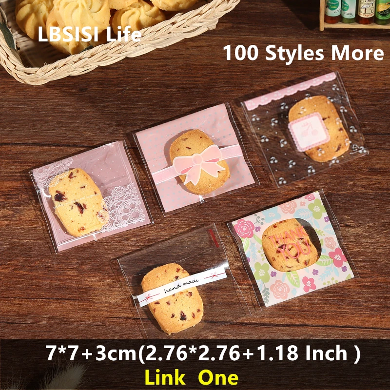 LBSISI Life 100 шт. 7x7+ 3 см самоклеющиеся пакеты конфеты из нуги печенья Упаковка OPP ювелирные изделия подарок поли маленькие пластиковые пакеты для мыла