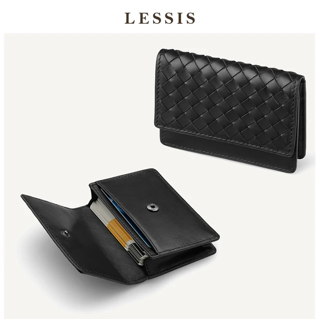 Men's Leather Name Card Holder 100% Cowhide Women's Certificate Credit Card Holder Simple Business Luxury Brand Design 2021 New Black