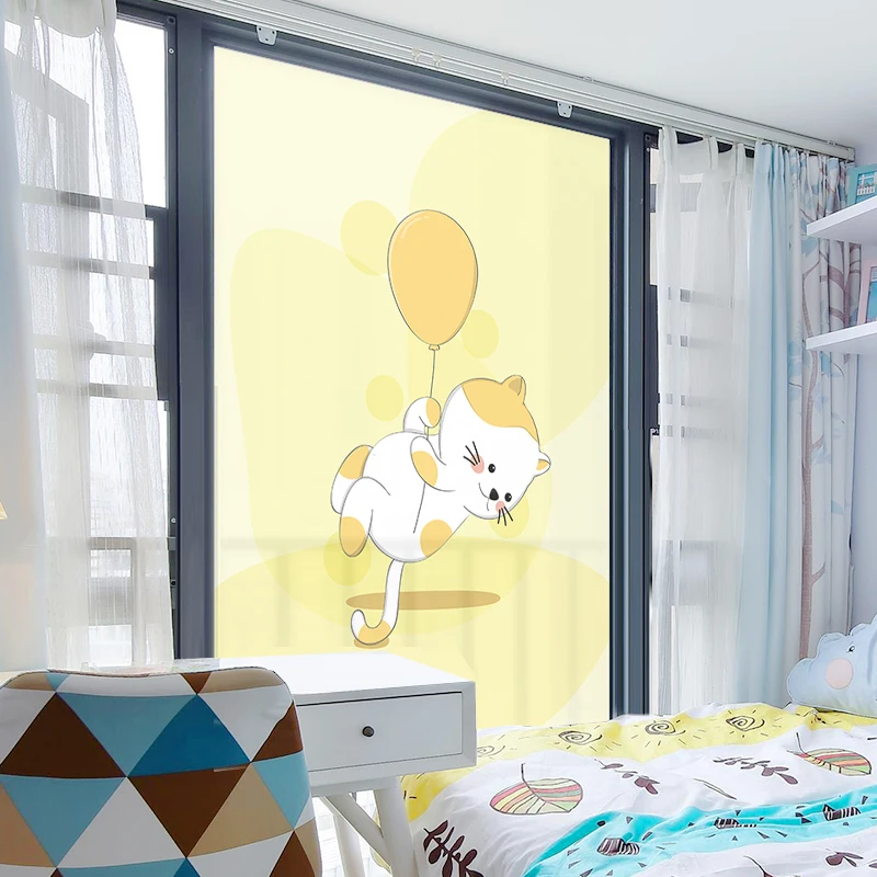 

Cute Cartoon Cat Glass Wall Sticker Teenager Kids Rooms Bedroom Wall Decor Bathroom Decals Window Art Sticker Home Decor