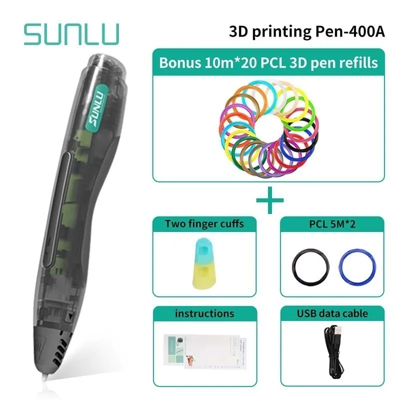 400A-10.20-Tlucency SL-400A 3D печать Ручка Поддержка 1,75 мм низкая температура PCL нити детей Scribble 3D ручки Исследуйте интеллектуальные игрушки - Цвет: 400A-10.20-Tlucency