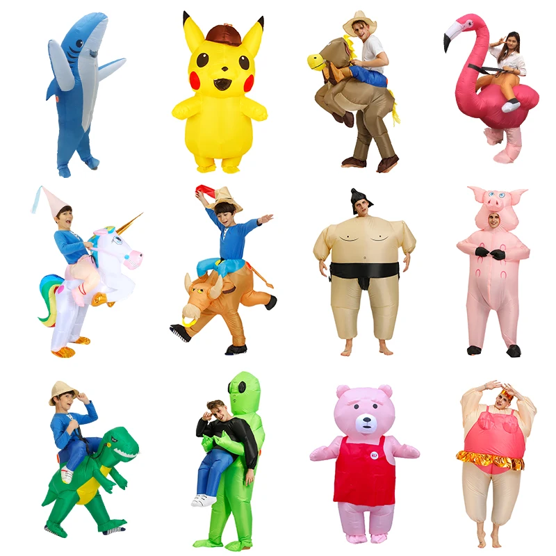 Baratos Disfraz inflable de dinosaurio de alta calidad, traje de fiesta de extraterrestre de Sumo, disfraz de Cosplay, Disfraces de Halloween para adultos y niños
