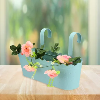 

1PC Frosted Hook Flowerpot Wrought Iron Hanging Basket Flowerpot Household Flowerpot Decor for Home Hotel (Blue)