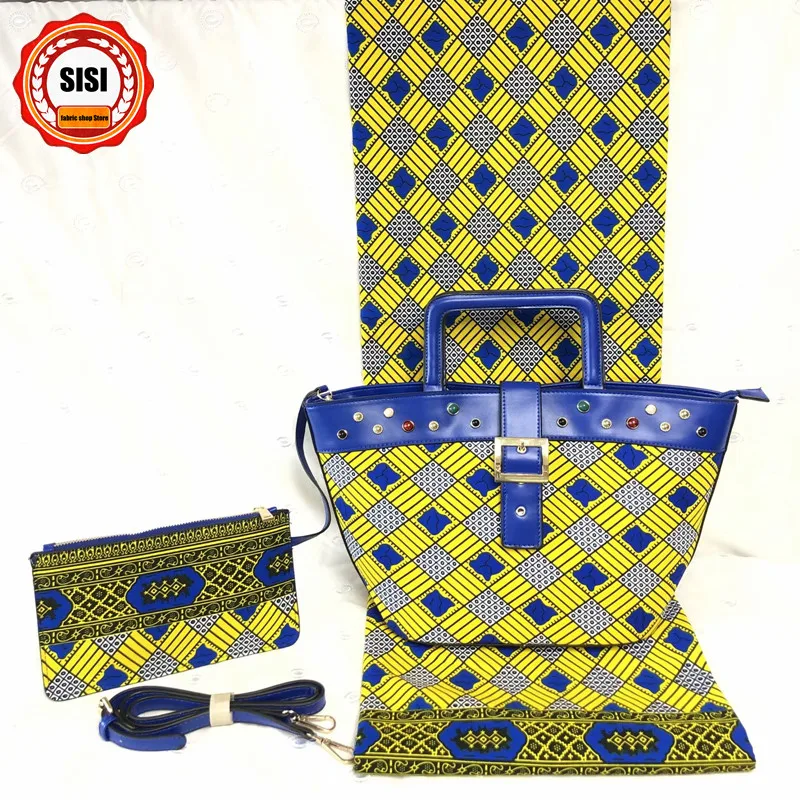 SISI красивый африканский сумка на плечо, модная женская восковая сумочка и 6 ярдов настоящая восковая швейная ткань для свадьбы/вечерние