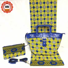 SISI красивый африканский сумка на плечо, модная женская восковая сумочка и 6 ярдов настоящая восковая швейная ткань для свадьбы/вечерние