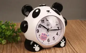 

Cartoon Panda Alarm Clock Night Light Electronic Bell 16 Quiet Snooze Alarm Clocks Polyphonic Music Super